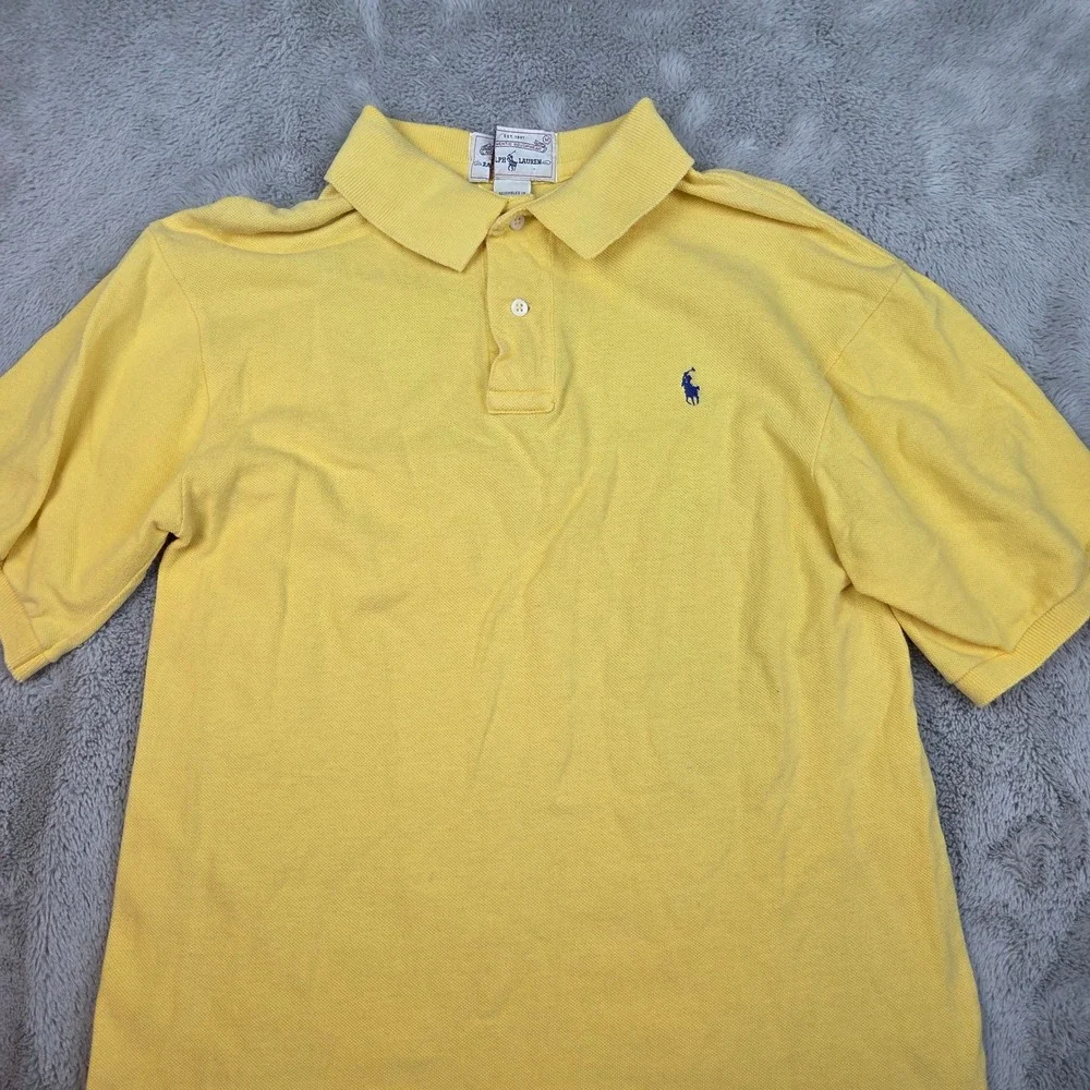 Ralph Lauren Polo Shirt Mens M Authentic Roughwear Pique Short Sleeve Yellow